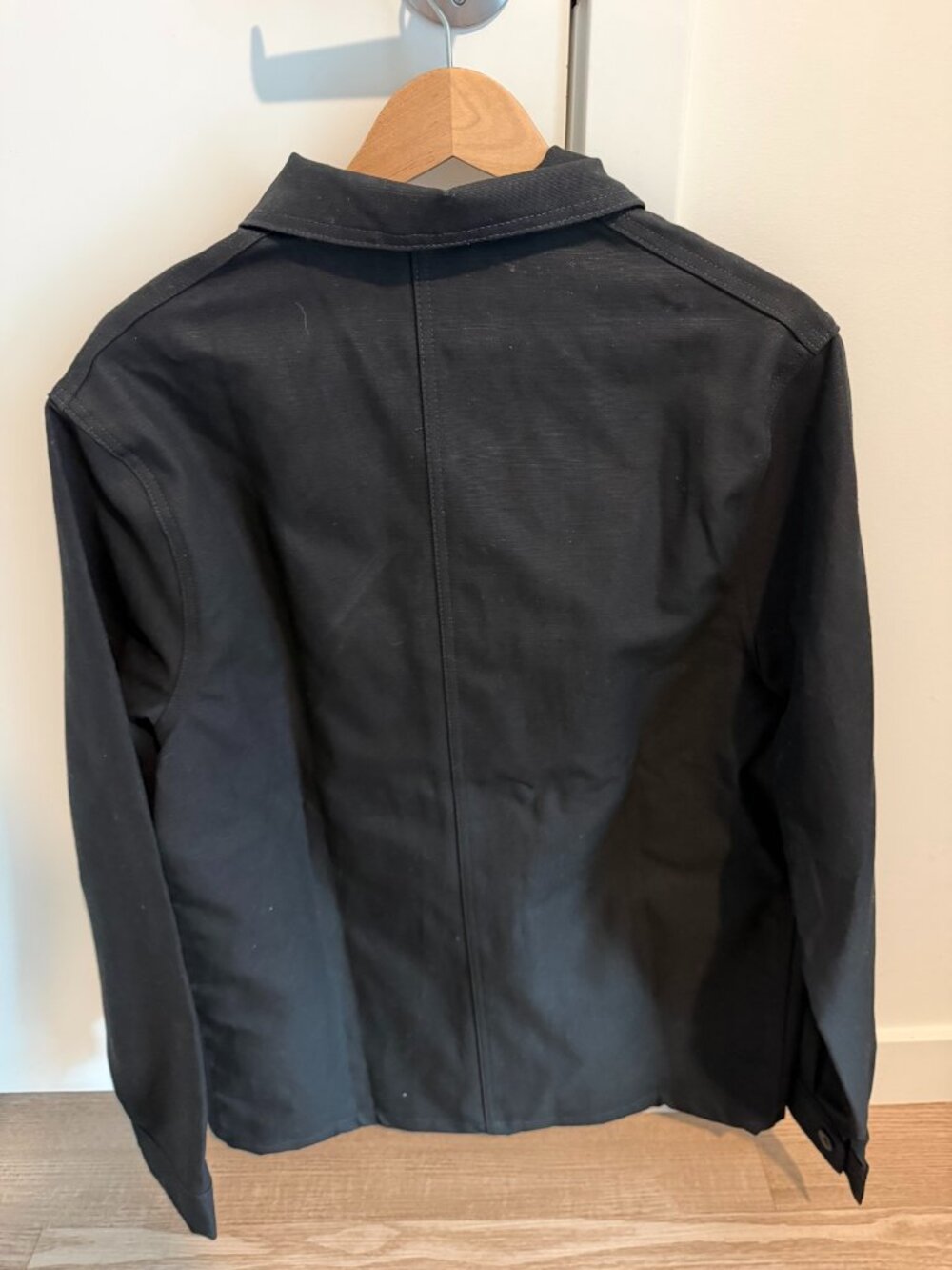 Le Laboureur French Chore Coat Black Cotton Linen Made in France Size M